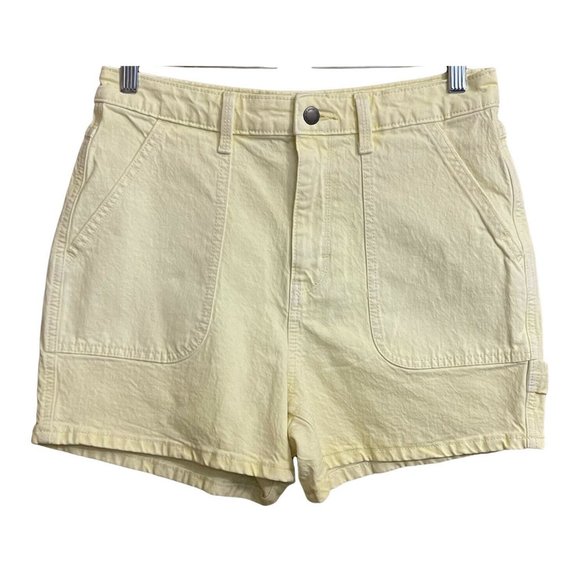 Universal Thread Women Highest Rise Midi Short Size 6 Yellow Cotton NEW Stretch - Picture 1 of 4